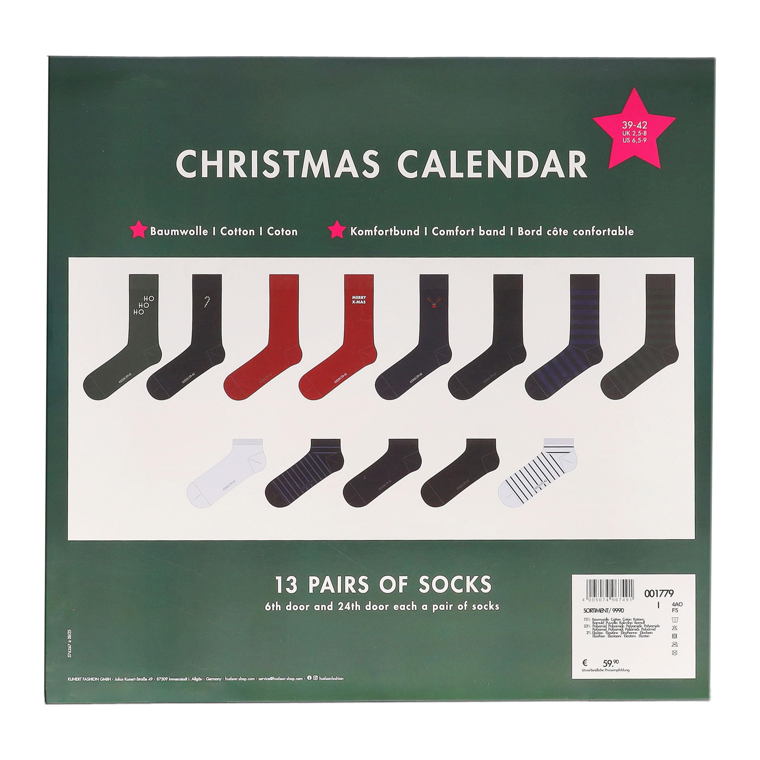 hudson-christmas-calendar-adventskalender-socken-herren-39-42-13-paar image 4