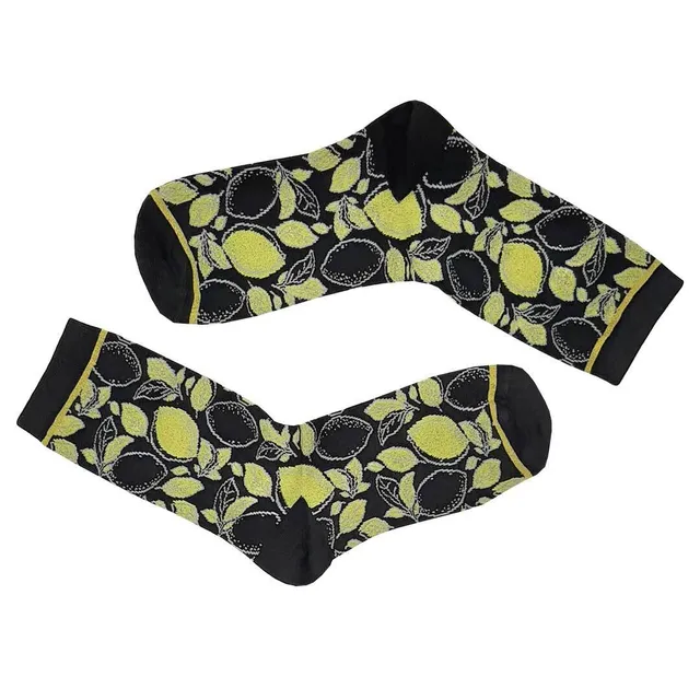 hudson-lemon-socke-schwarz-35-38-zitronen-muster image 1