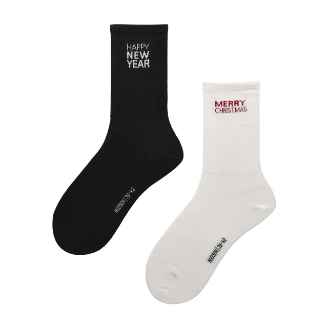 hudson-holiday-unisex-socken-2er-pack-schwarz-wei-35-38 image 1