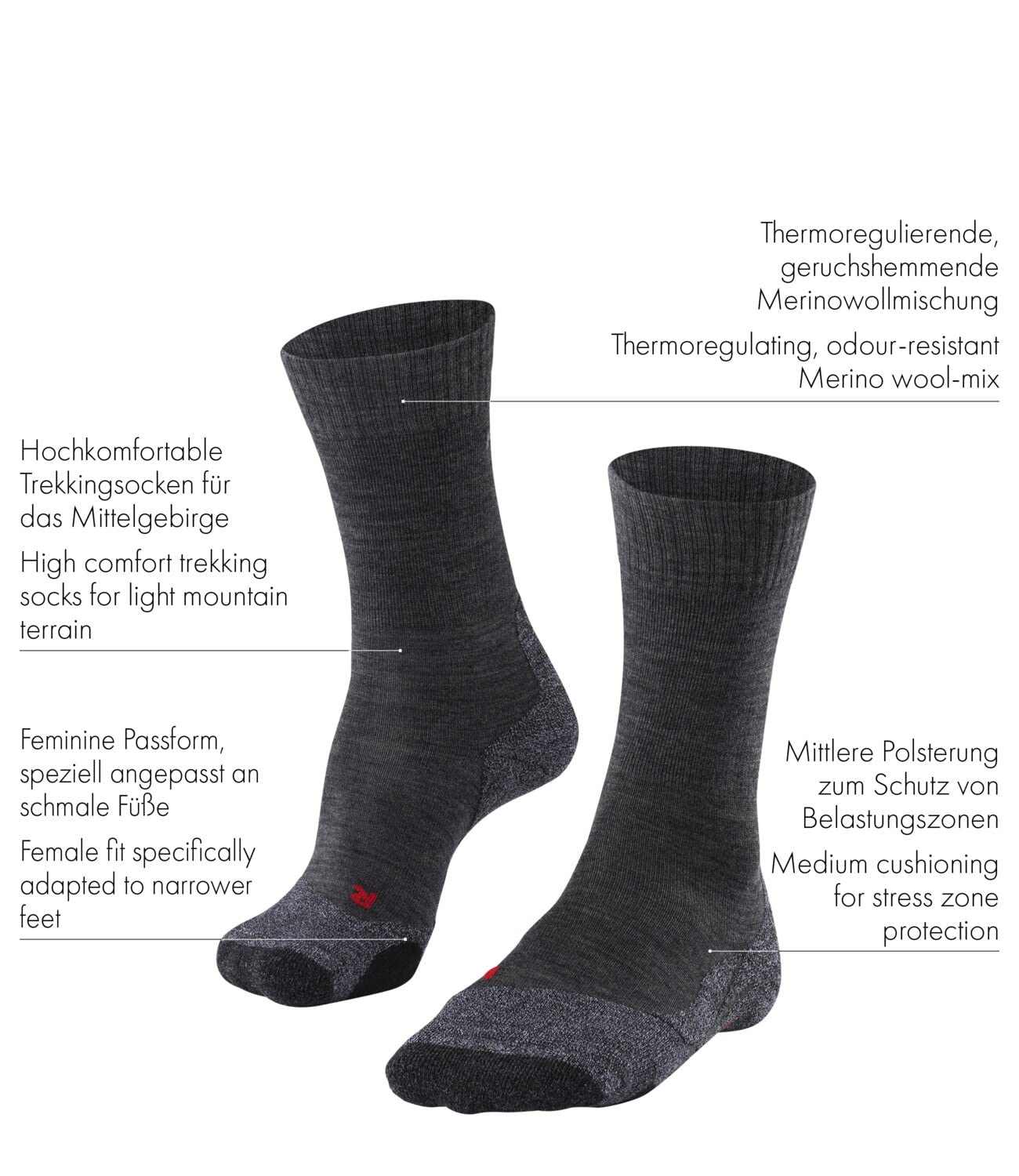 falke-tk2-wandersocken-damen-azalea-35-36-wolle-gepolstert image 4