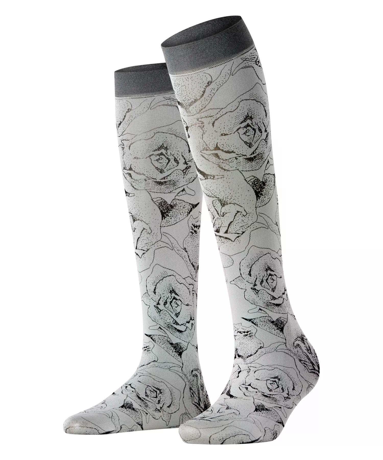 falke-rose-brush-kniestr-mpfe-grau-silver-3462-rosenmuster image 8