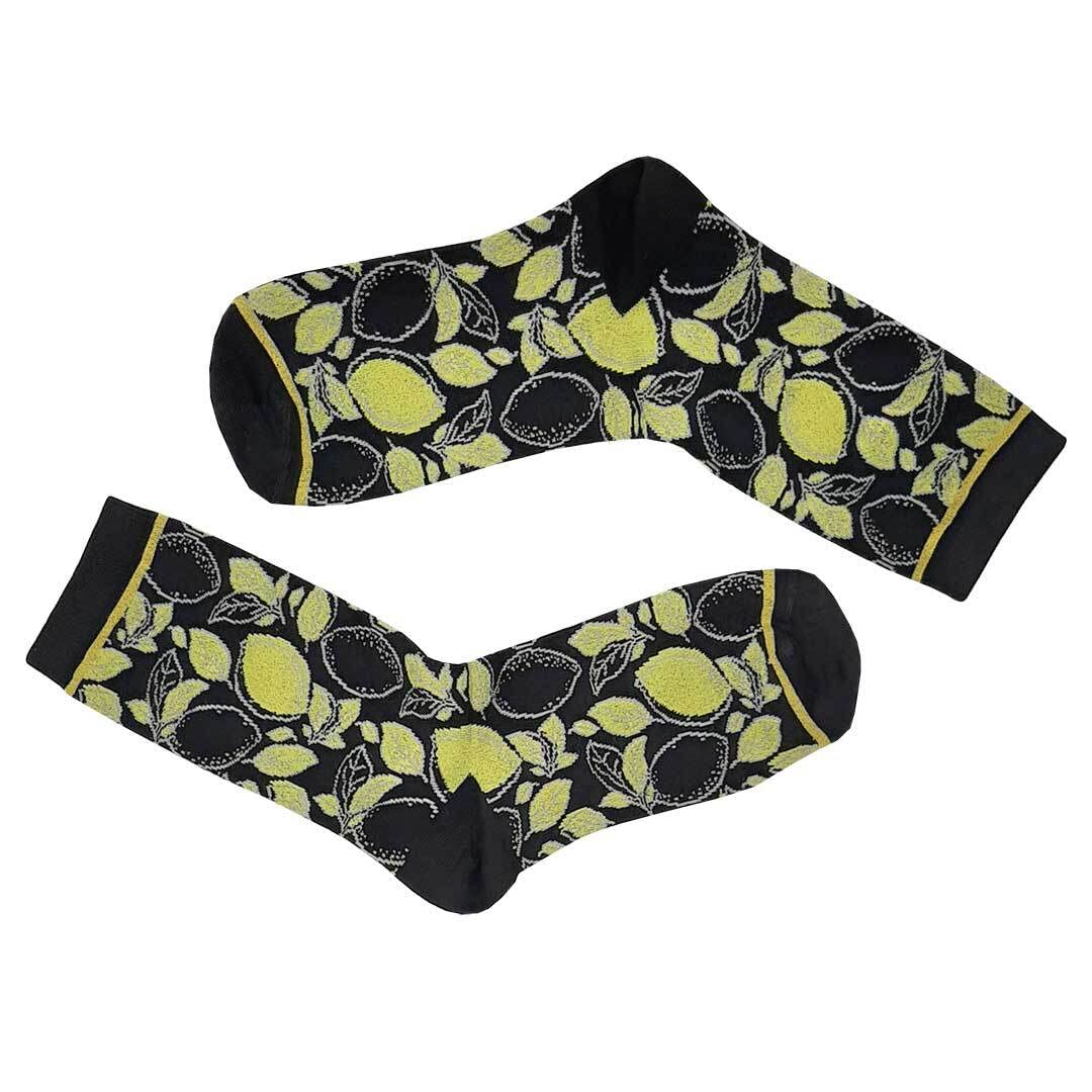 hudson-lemon-socke-schwarz-35-38-zitronen-muster image 1