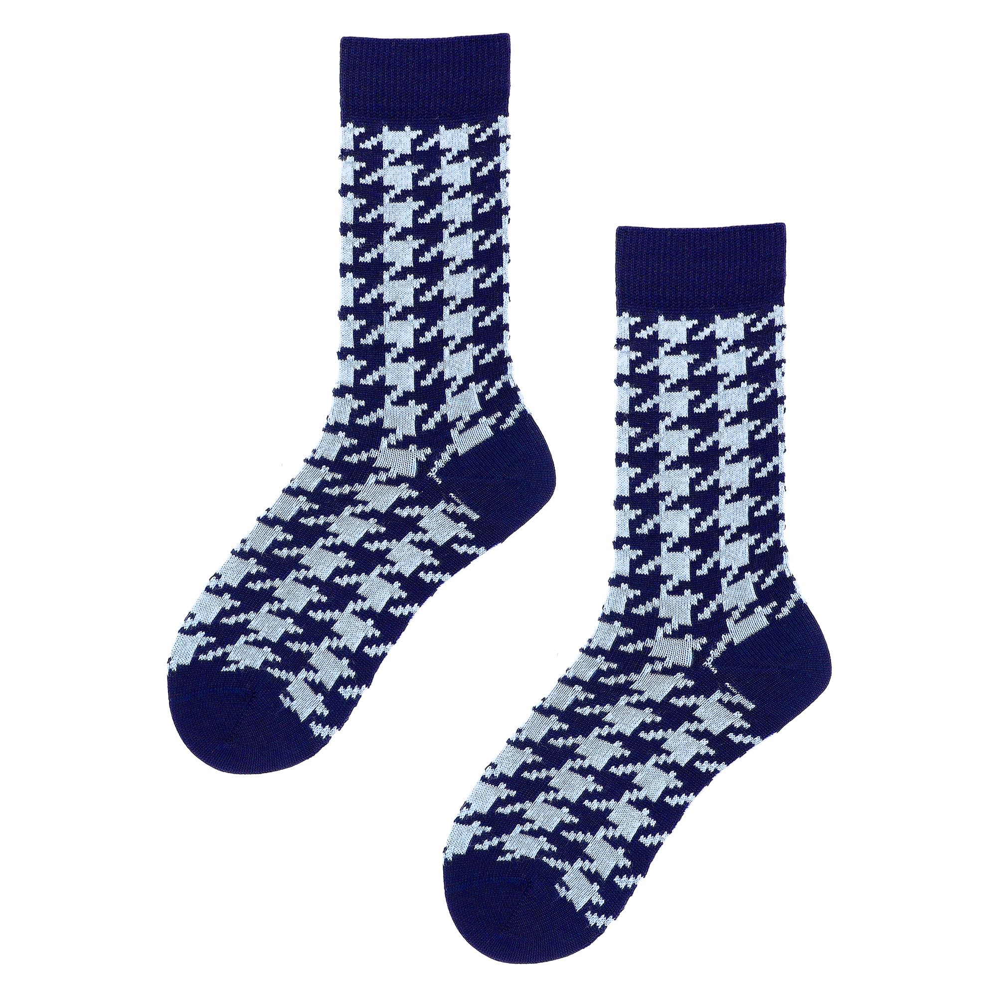 hudson-rough-check-herren-socken-marineblau-hahnentritt image 1