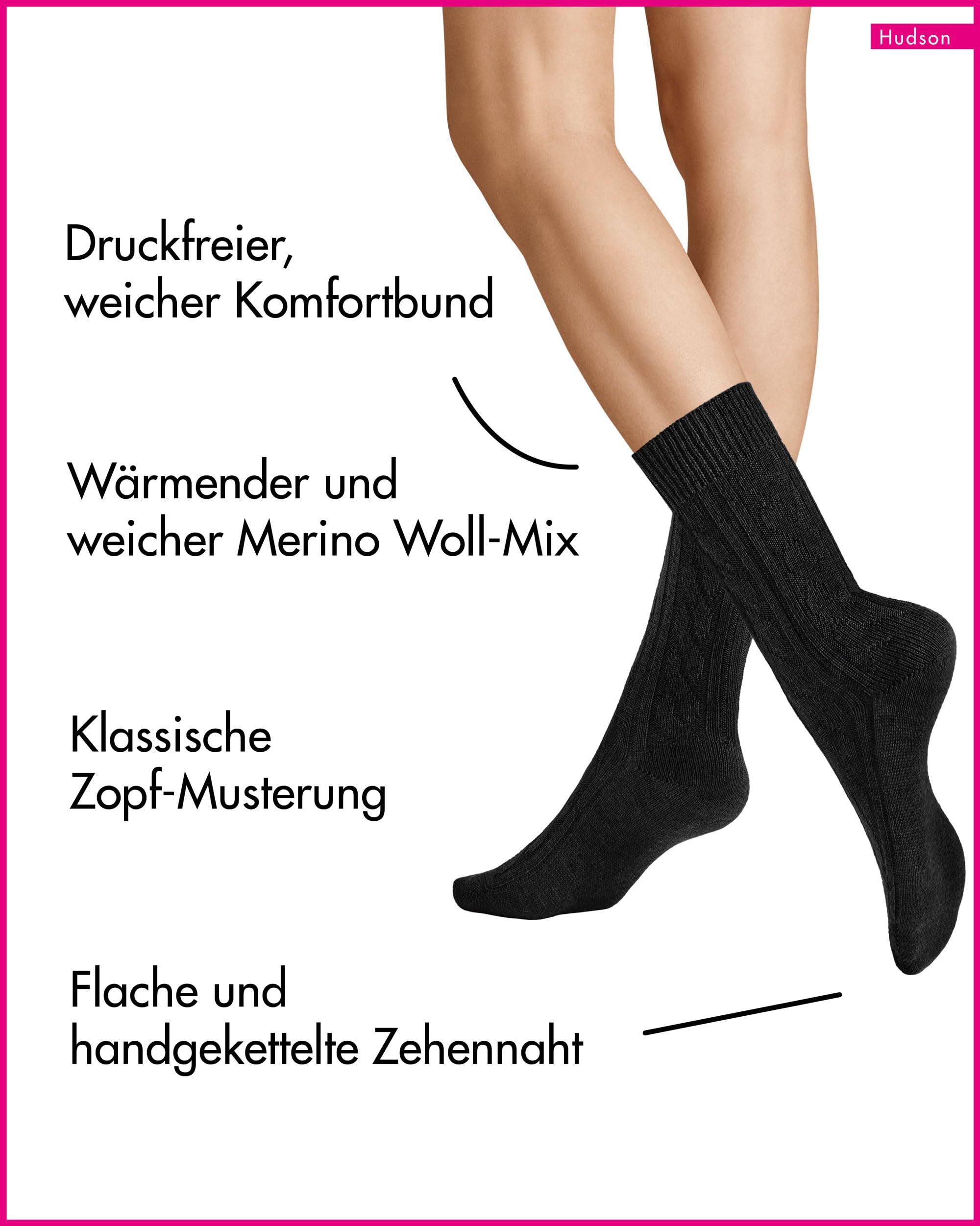 hudson-winter-plait-socken-gr-39-42-schwarz-zopfmuster image 3