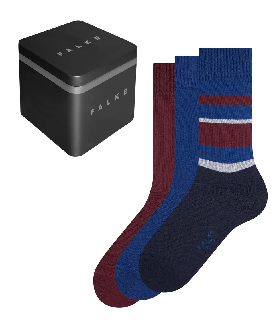 falke-happy-herren-socken-3-paar-burgundy-blue-mix-box image 1