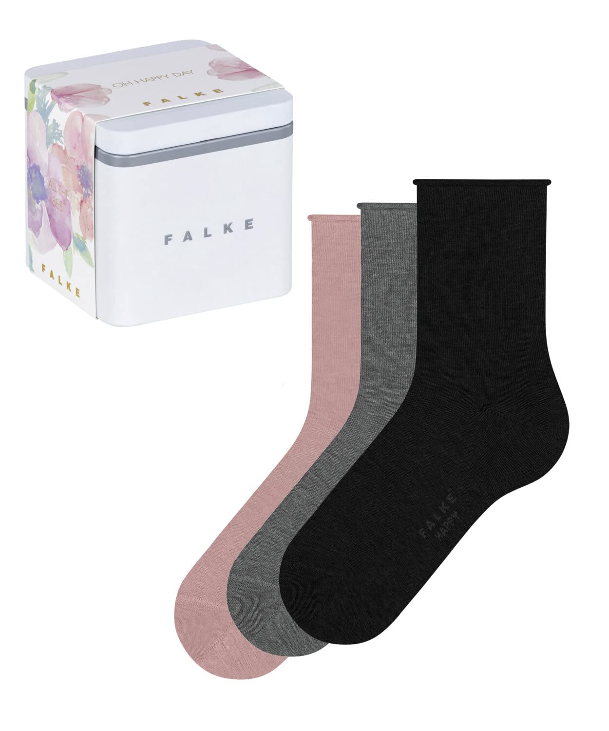 falke-happy-damensocken-35-38-black-grey-pink-3-paar image 1