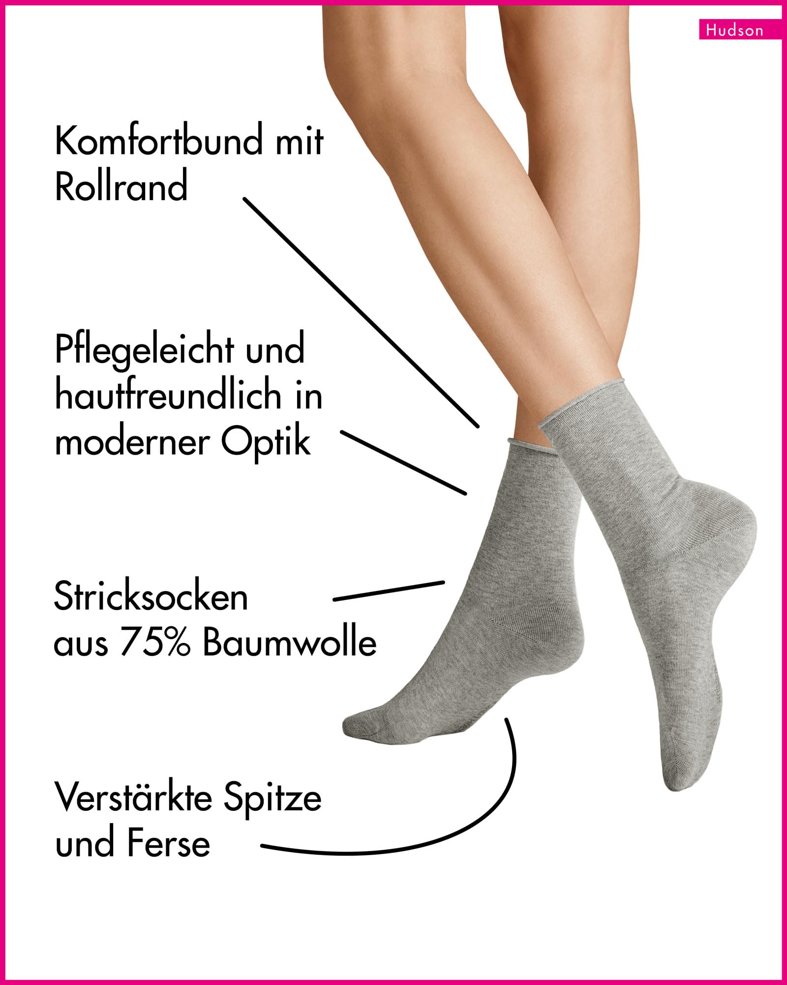 hudson-only-damensocken-2er-pack-silber-rollrand image 2