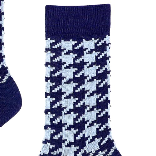 hudson-rough-check-herren-socken-marineblau-hahnentritt image 5