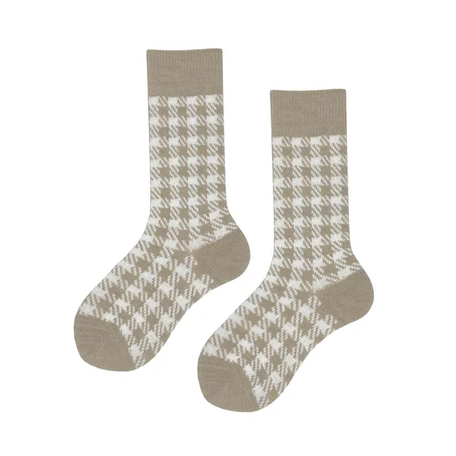 hudson-glencheck-socken-torfmel-35-38-wolle-karo image 1