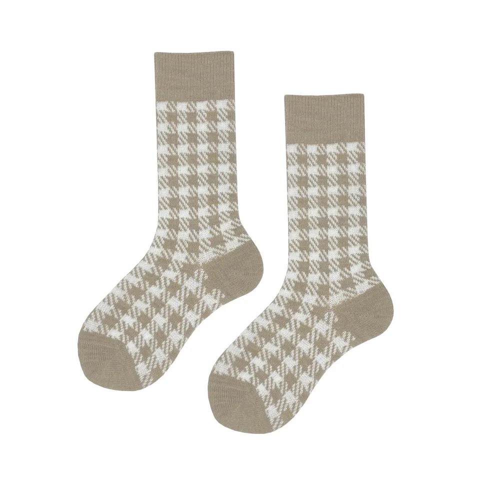 hudson-glencheck-socken-torfmel-35-38-wolle-karo image 1