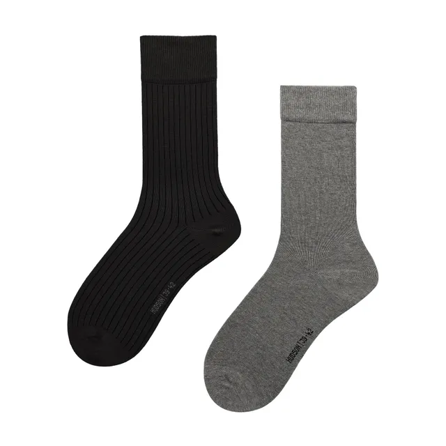 hudson-playful-rib-herren-socken-schwarz-2er-pack-39-42-druckfrei image 1
