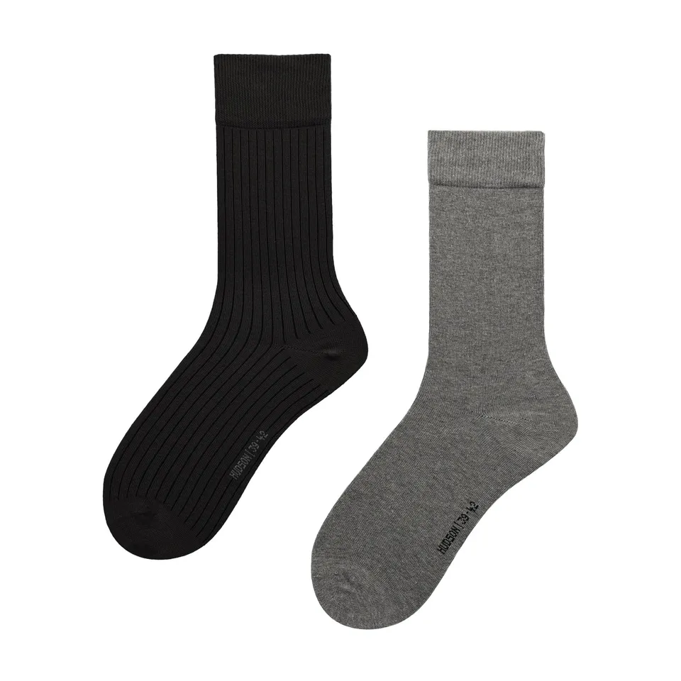 hudson-playful-rib-herren-socken-schwarz-2er-pack-39-42-druckfrei image 1